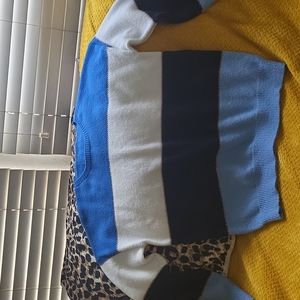 Blue and white striped winter sweater